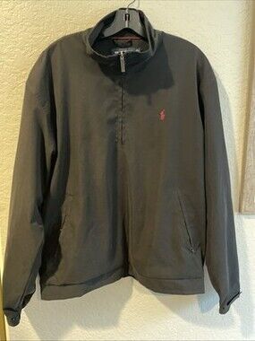 Ralph Lauren Polo Black Quarter Zip Pullover Mens Size Large Classic